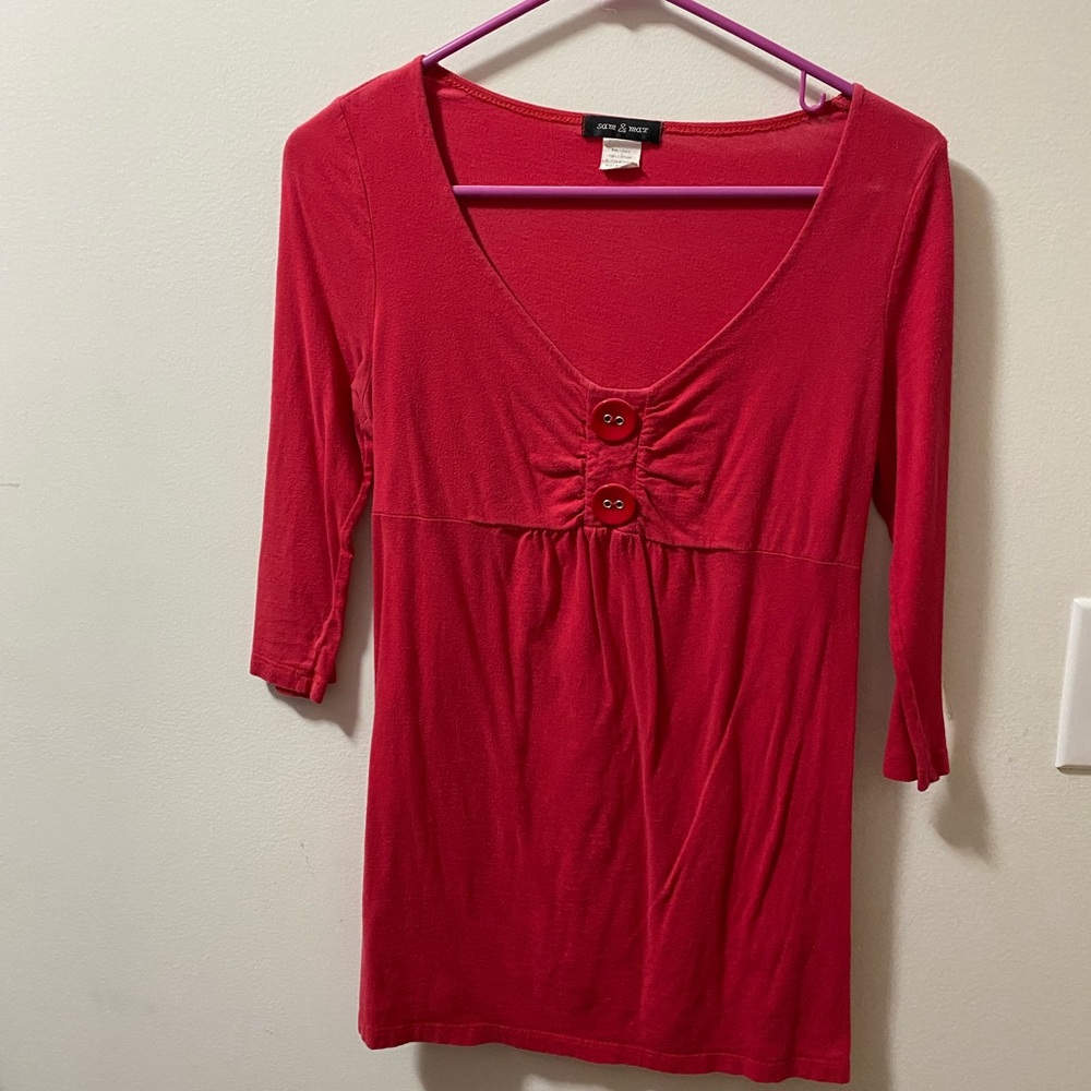 Red button shirt